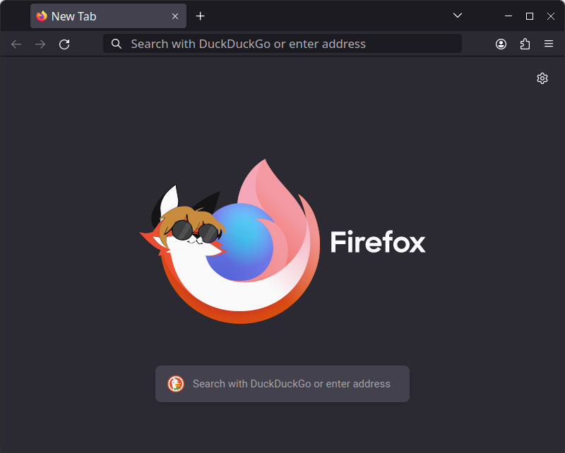 A screenshot of the Firefox New Tab page with the logo replaced by a piece of furry art